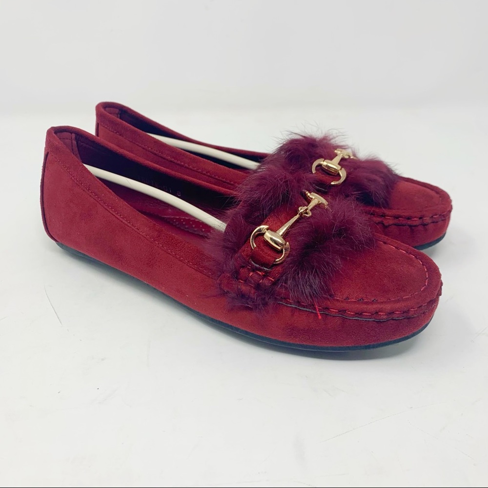 Refresh Birdie-1 Faux Suede Fur Trim Moccasin Sz 8